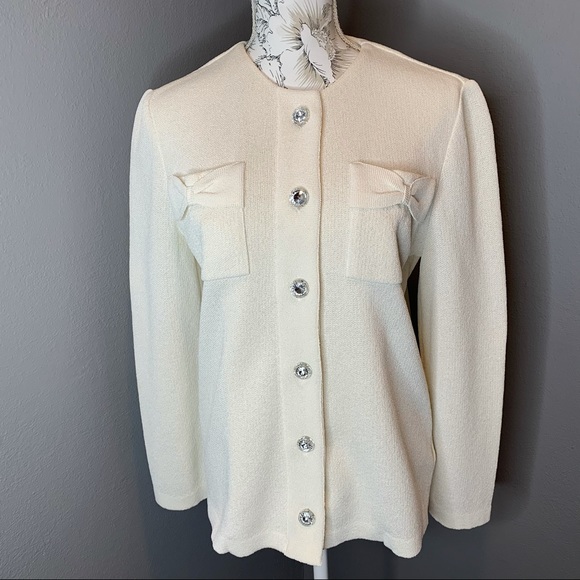 Castleberry Sweaters - Vintage Castleberry Knit Cardigan Jewel Buttons 10